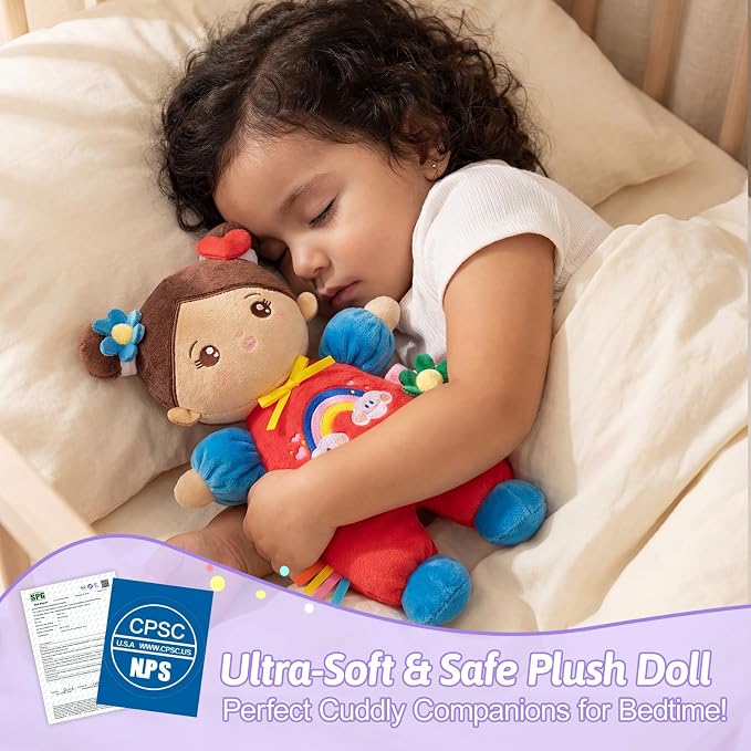 OUOZZZ 10" Soft Baby Doll Set, Hispanic Baby Doll Accessories Toys for 2 Year Olds Girls Birthday Gift, Interactive Pretend Playset for Preschool, Home