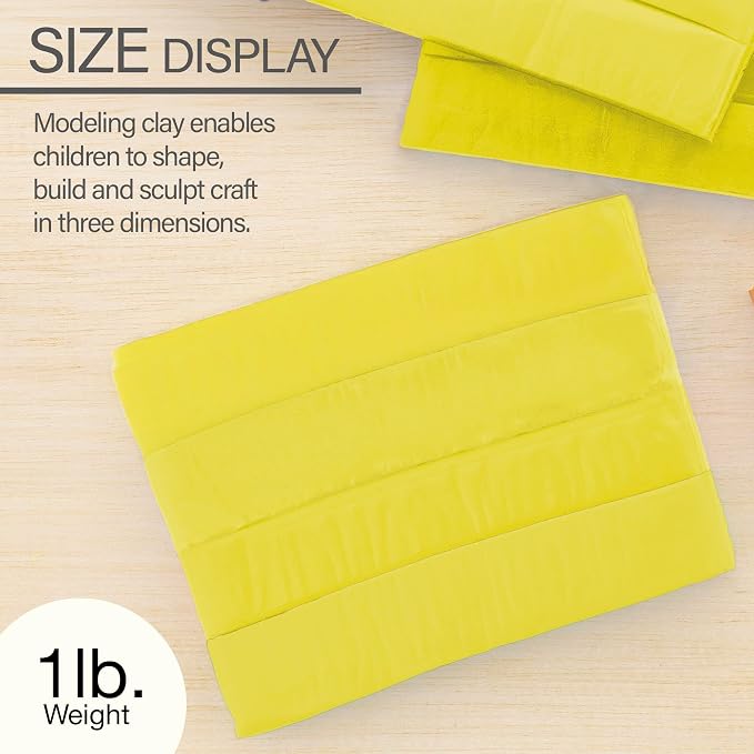 BAZIC Modeling Clay Yellow Color 1 LB, Light Dough Art Craft, Non Toxic Gift for Artist Kids Toddler Boys Girls, Bulk for Classroom, 24-Packs