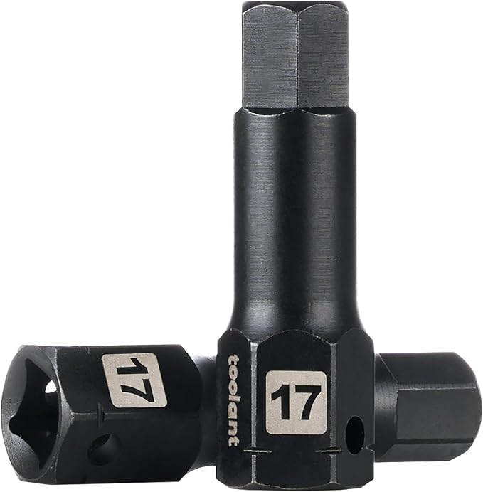 toolant 1/2" drive 17mm impact hex bit socket set 2PCS, Hex Drive, S2 Steel Air Drive Allen Socket set,Impact Grade，Anti-Roll Design