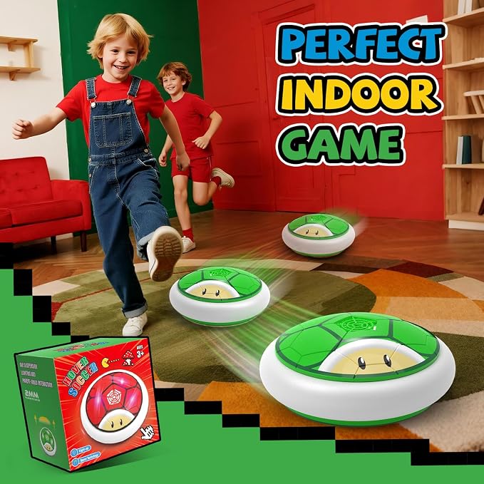 Soccer Toy for Boys 4-6, Hover Soccer Ball with LED Lights, Indoor Toy Games for Kids Age 6-8, 8-12, Kids Boy Birthday Gifts Toys Air Floating Soccer (Green)