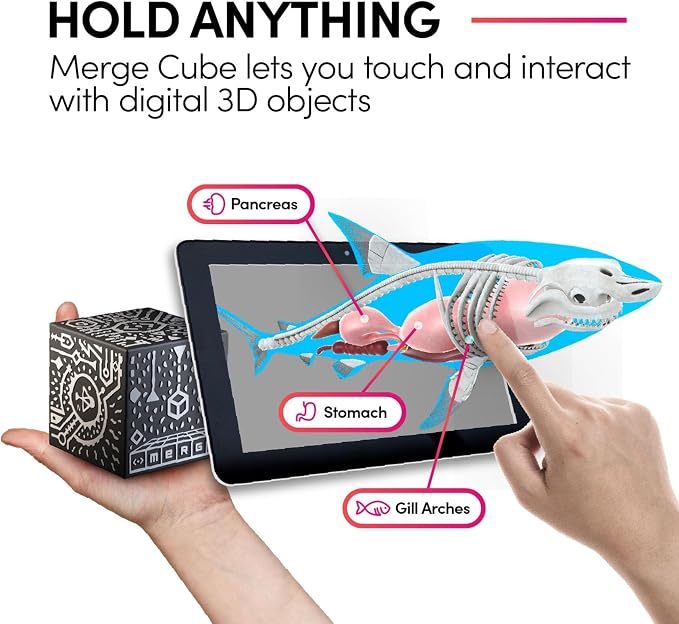 MERGE Cube STEM Toy - Hold Digital Science Experiments in Your Hand! 1000+ 3D Objects & 100+ Interactive Simulations with Augmented Reality - Fun Learning Gift for Kids