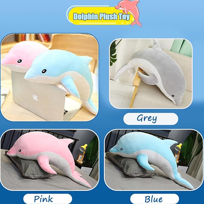 Somao Dolphin Stuffed Animals Plush Pillow Super Soft Sea Animal Plush Toys Dolls for Boys Girls Sleeping Cushion Gift (100cm/39.37in, Pink)