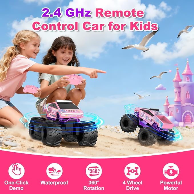 Amphibious Remote Control Car, 1:18 Waterproof Monster Truck Toys RC Cars, 2.4GHz RC Trucks 4WD All Terrain Off-Road Pickup, Kids Christmas Birthday Presents for Boy Girl Toys Age 6 7 8 9 10 11 12