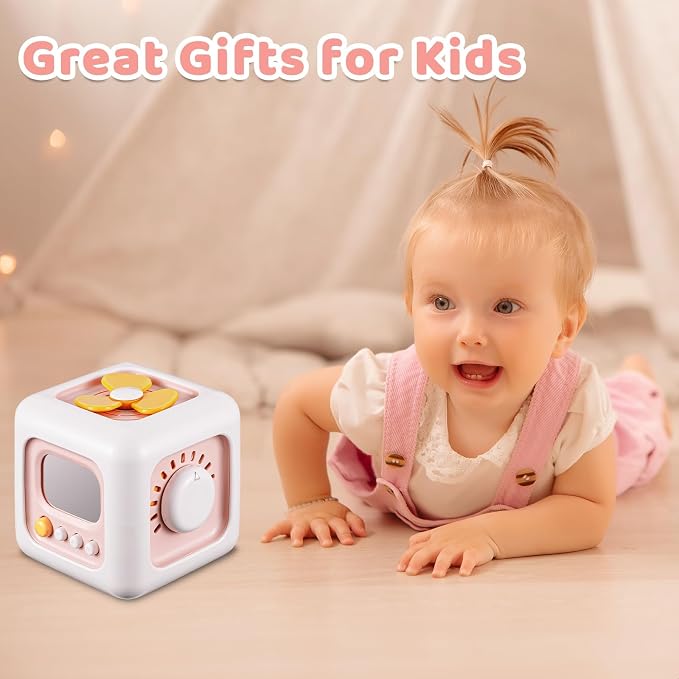 SOCBTNSO Busy Cube, Toys for 1 Year Old Girl Gifts, Montessori for Baby Girl, Travel Toys for Toddlers 1-3, Learning Fine Motor Skills| 1st Birthday Girl Gifts 6 9 12 Months