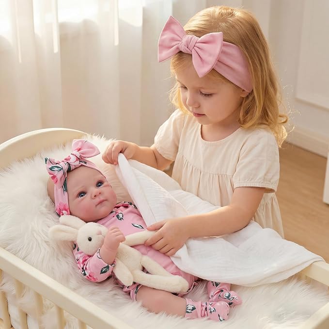 FOCKOF Realistic Reborn Baby Dolls - 18 Inch Real Life Baby Doll Girl Lifelike with Accessories for 3+ Years Old (Red)