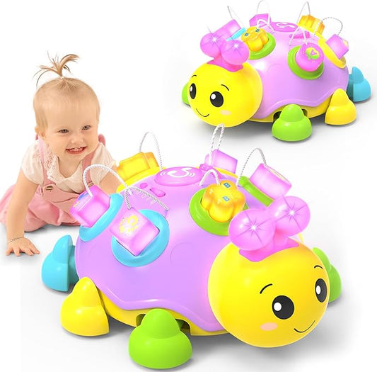 Holaxander Musical Ladybug Baby Toys 6-12 Months, Infant Early Educational Learning Toy for 1+ Year Old Girl, First Birthday Gift Toys for 7 8 9 10 11 Months Newborn Girls (Purple)