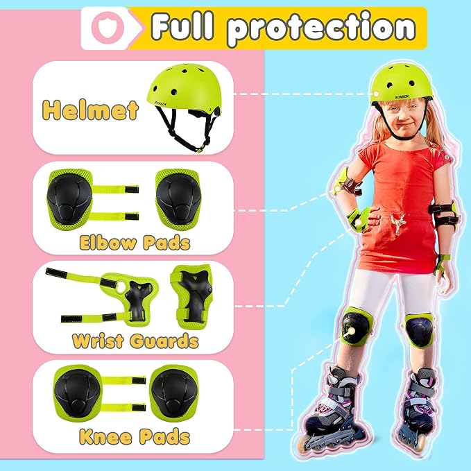 Kids Bike Helmet Adjustable Toddler Bike Helmets for Kids 2-5-8/8-14 Years with Knee Elbow Wrist Pads for GirlsBoys Youth Skateboard Bicycle Helmet for Scooter Roller Skating Balance Bike