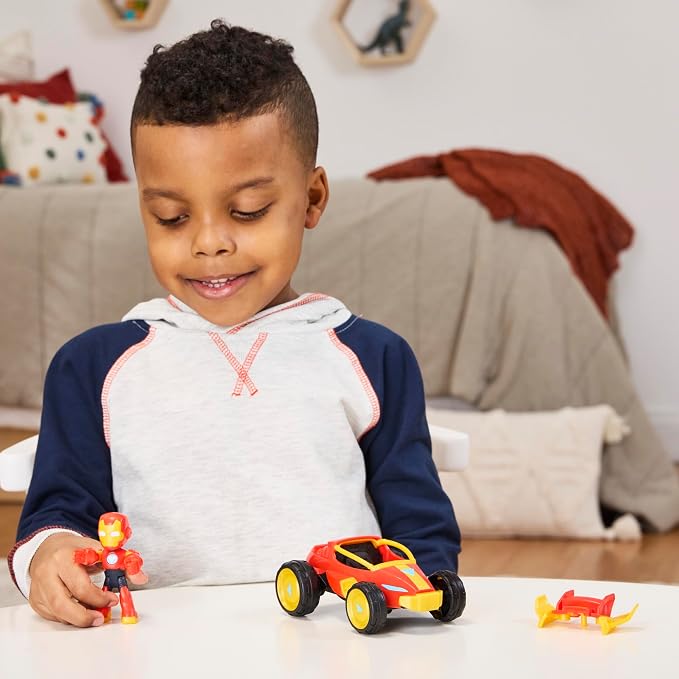Marvel Iron Man and His Awesome Friends Iron Racer Action Figure & Toy Vehicle, 3-Inch Action Figures, Super Hero Toys for Kids, Ages 3+