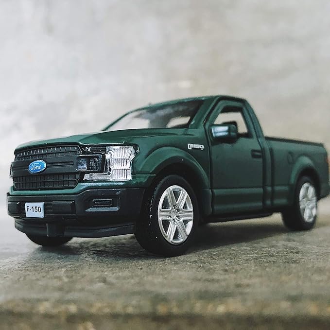 TGRCM-CZ 1/36 Scale Ford F150 Pickup Truck Casting Car Model, Zinc Alloy Toy Car for Kids, Pull Back Vehicles Toy Car for Toddlers Kids Boys Girls (Dark Green)