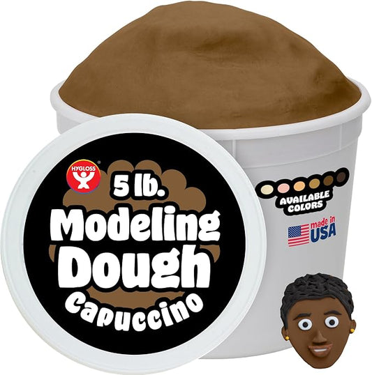 Hygloss Play Modeling Dough for Kids – Multicultural Skin Tones – Safe & Non-Toxic Sensory Dough for Arts & Crafts – Play Clay for Toddler Activities, Preschool Classroom Must-Haves (5 lb, Cappuccino)