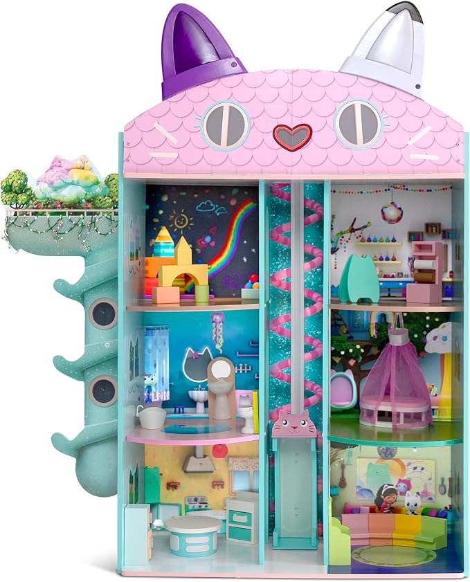 Gabby’s Dollhouse Purrfect Playhouse by Delta Children – Features Sounds & Light Up Ear - Includes 20 Accessories - Fits 8-inch Dolls - Pretend Play Dream Gift for Ages 3