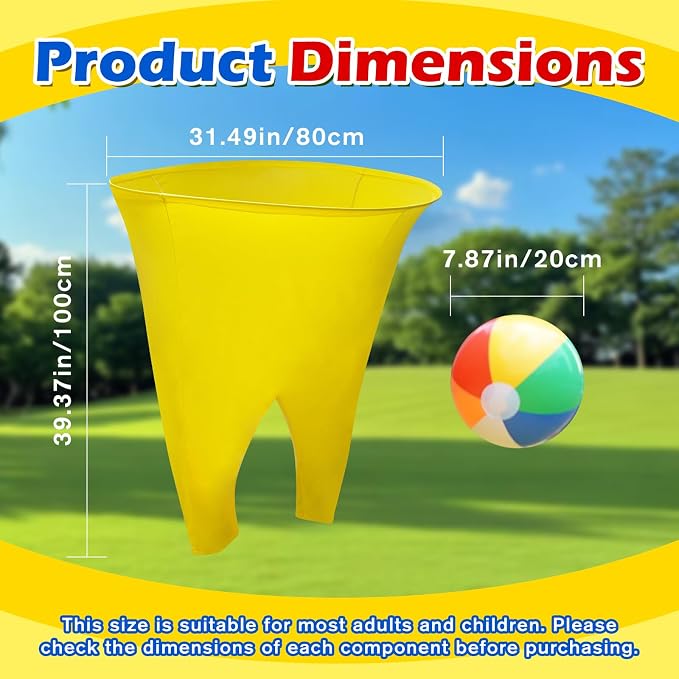 Granny Pants Yard Game, Giant Outdoor Tossing Game with Metal Ring & 8 Bouncy Balls + Air Pump, Easter Spring Funny Party Game for Family Backyard Team Building Field Day Adult Reunion(Yellow)