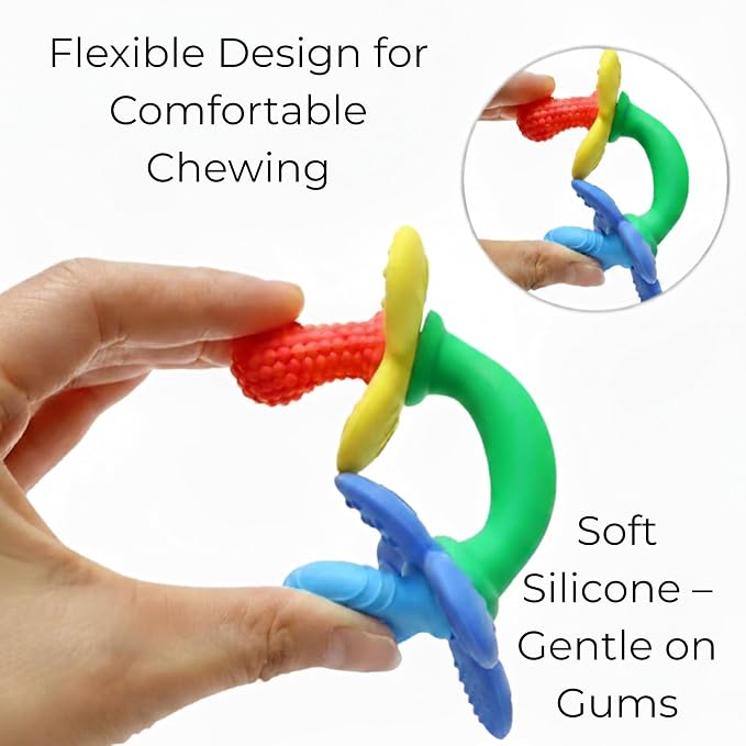 Silicone Teether Tube Stick for Babies – Textured Teething Toy with Grip Handle, Reaches Front Gums & Back Molars, BPA-Free, Easy to Hold