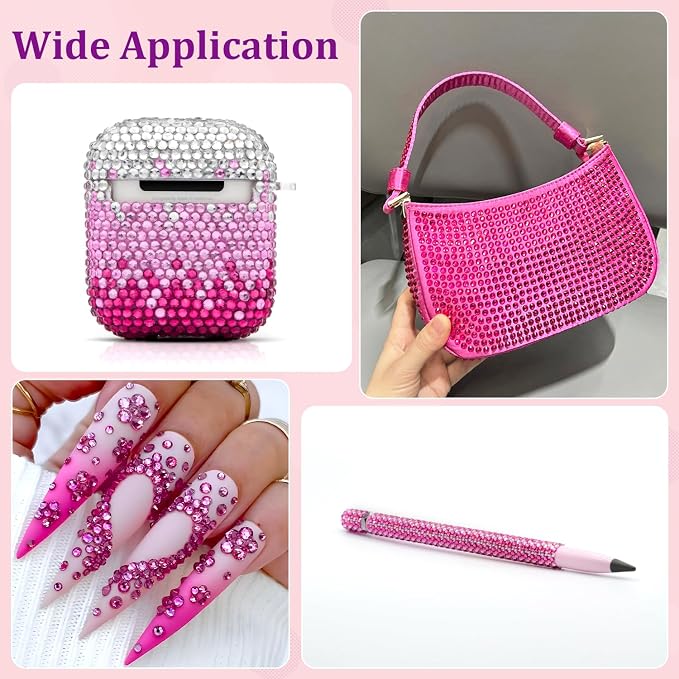 25000Pcs Resin Rhinestones for Crafting, Hot Pink 2-6mm Mixed Sizes Non Hotfix Flatback Gems with 1Pcs Glue, Bedazzling Crystal for DIY Craft Clothing Mugs Tumblers Shoes Fabric Decor Nail Art
