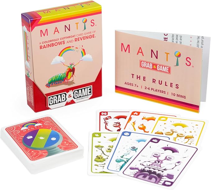 Exploding Kittens Mantis Grab & Game 2-4 Players - Ages 7+ - 10 Minutes to Play - Travel Sized Cutthroat Matching Card Game - Party, Family Night, Kid and Adult Card Game