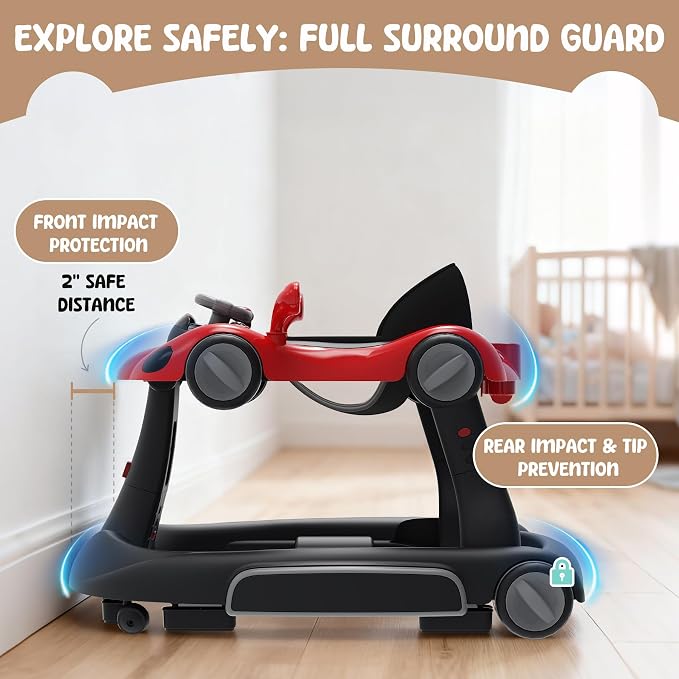 6-in-1 Foldable Baby Walker Activity Center Bouncer Rocker 6-18 Mons