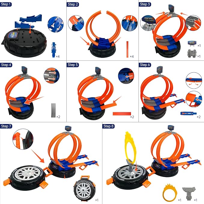 Race Car Track Set for Kids Ages 3-8，Transformable Tire Storage & Portable Handle into Race Course, Racing Toy Playset Birthday Gift for Kids Boys Girls