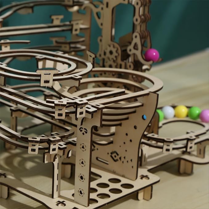 3D Wooden Puzzles Marble Run Set - Time Traveler Mechanical Model Kits with Motor, Brainteaser and Puzzle for Christmas/Birthday,Gifts for Adults and Teens to Build Combination