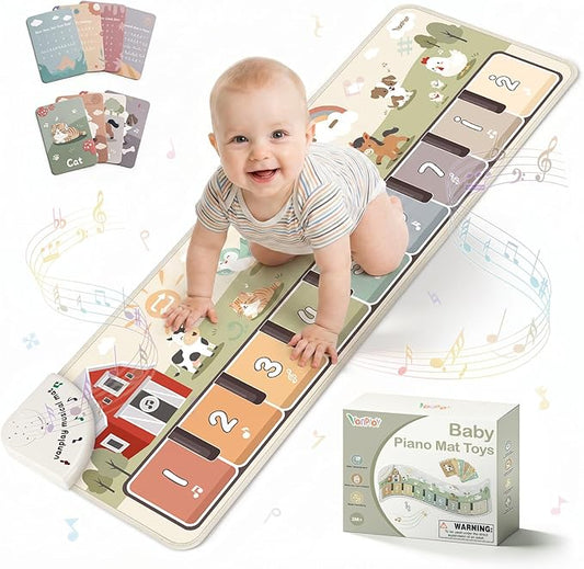 Floor Piano Mat, Music Mat with 45 Sounds & Music, Piano Mat with 9 Piano Keys & 8 Animal Sounds, Record & Playback, Sensory Toys for Toddlers 1-3, Toddler Toys for Girls Boys Gift