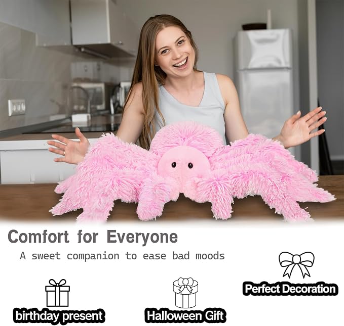 CSVBTRF Weighted Stuffed Animal, 4.2 lbs 19" Spider Plush Hugging Pillow for Kids Gift - Spider Stuffed Animal