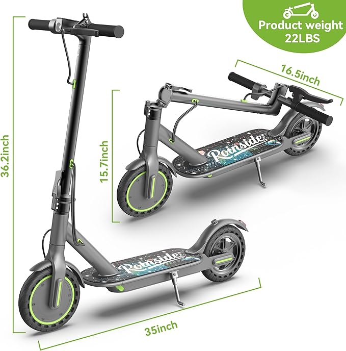 Roinside Electric Scooter for Big Kids - 8.5"/10''/14'' Solid Tires, 350W Motor, Up to 12Miles Long-Range Portable Commuting Scooter with Double Braking System, App