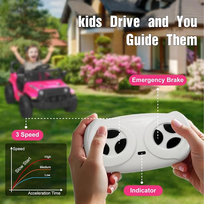 12V Ride on Car with Parent Remote Control, Toddler Electric Car with Spring Suspension, LED Lights & Music Player - Safe Battery Toy for Kids, Christmas & Birthday Gift, Pinkish