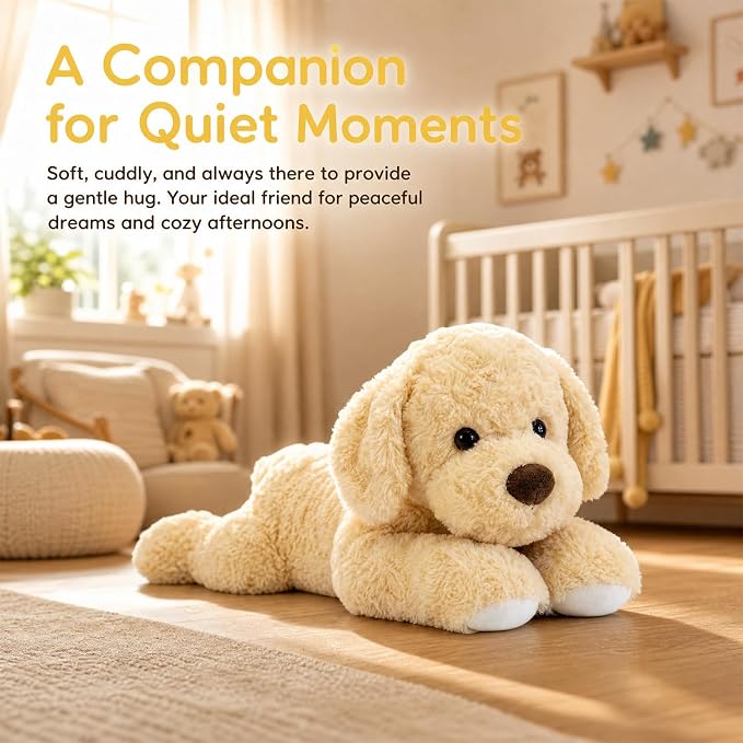 Weighted Plush Dog, 18" Golden Retriever Stuffed Animal 2.6 lbs, Soft Cream Yellow Plush Puppy for Kids & Adults, Cozy Bedtime Companion