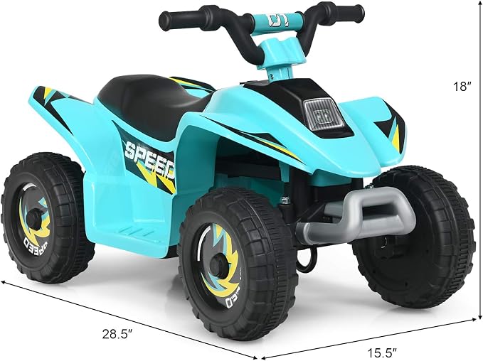 Costzon Kids ATV, 6V Battery Powered Electric Quad, Forward/Reverse Switch, Rear Wheeler Motorized Ride On Mini Vehicle Car for Toddlers Boys Girls, Ride on ATV (Blue)