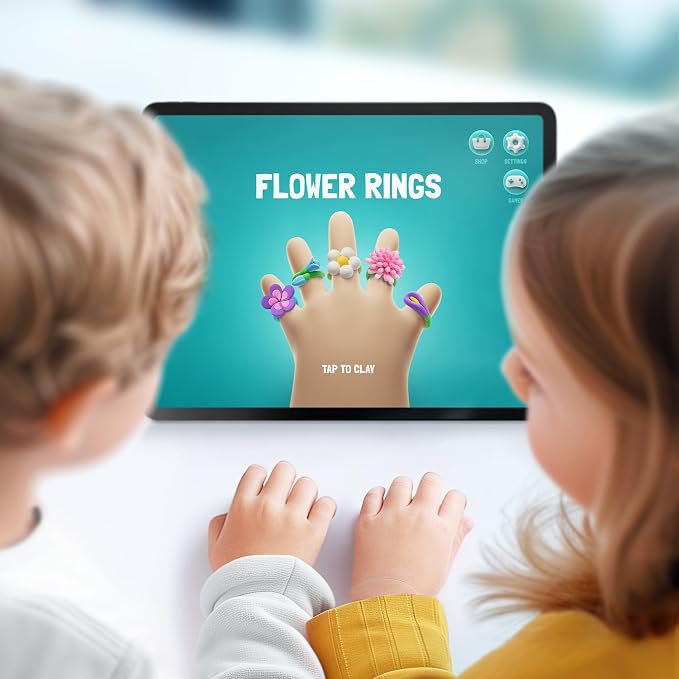 HEY CLAY Bijou - Clay Kit for Accessories Creation - Air Dry Clay with Tools and Fun Interactive App for Kids 3+ (Flower Rings)