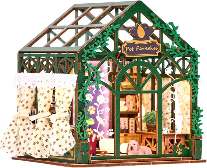 TOYQI Mini House Kit, DIY Miniature Dollhouse Book Nook Kits for Adult | 3D Wooden Puzzle Booknook with LED Light, Diorama Building Home Decor Gifts for Family Lovers