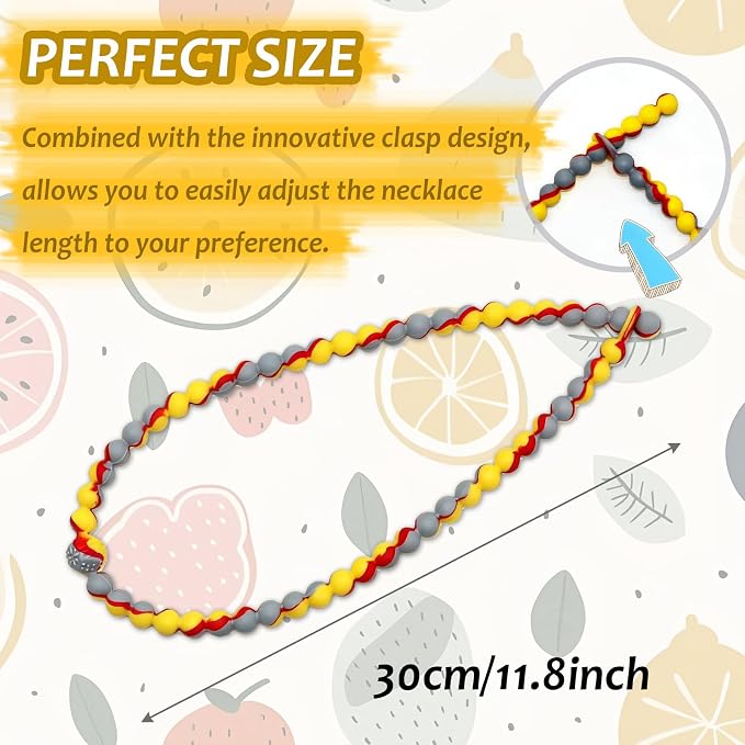 Teething Necklace for Baby Toddler, Chew Necklaces for Sensory Kids Boys Girls - 2 PCS Silicone Chewy Necklace Sensory Chew Toys for Children Adults with Autism, ADHD, Oral Motor Stimulation