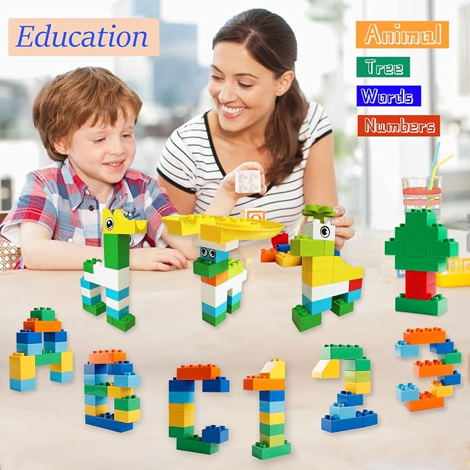 Klobroz Marble Run Building Blocks, 145 PCS Classic Big Blocks STEM Toy Bricks Set Kids Race Track Compatible with All Major Brands Bulk Bricks Set for Boys Girls Toddler Age 3,4,5,6,7,8+