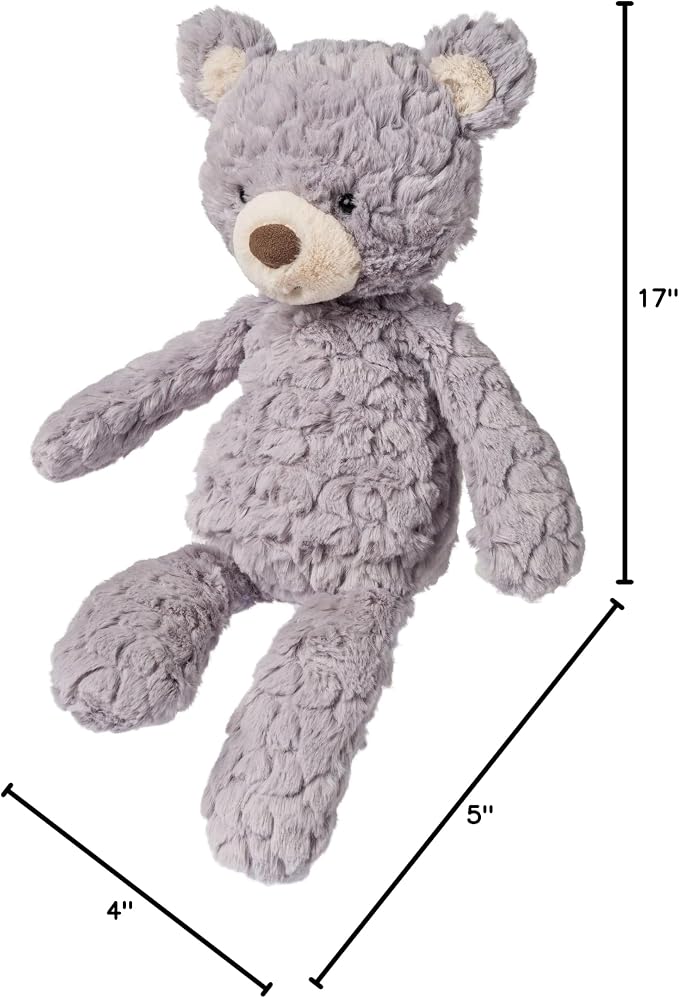 Mary Meyer Teddy Bear - Putty Collection Super Soft Stuffed Animal Plush Classic Toy Plushie, 17" Medium, Shadow Grey