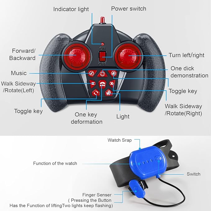Fosgoit Gesture Sensing RC Stunt Car, Toys for Boys Girls 6-12 Year Old 4WD Remote Control Car 360° Rotate Transform Off-Road Drift RC Toy with Lights Music, 2.4Ghz Hand Control Birthday Xmas Gifts