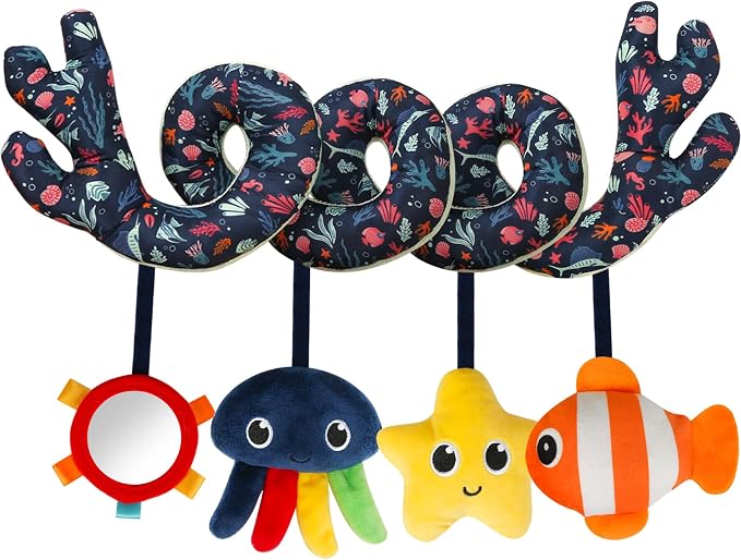 TSYAN Spiral Car Seat & Stroller Activity Toy,Car Seat Toys for Babies 0-6 Months Boy,Baby Spiral Hanging Plush Activity Toys Thank You Gifts for Newborn 0 3 6 9 12 Months Baby Boys Girls