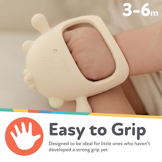 Nuby Silicone Wrist Grip Teething Mitten - 3+ Months, Pink Owl