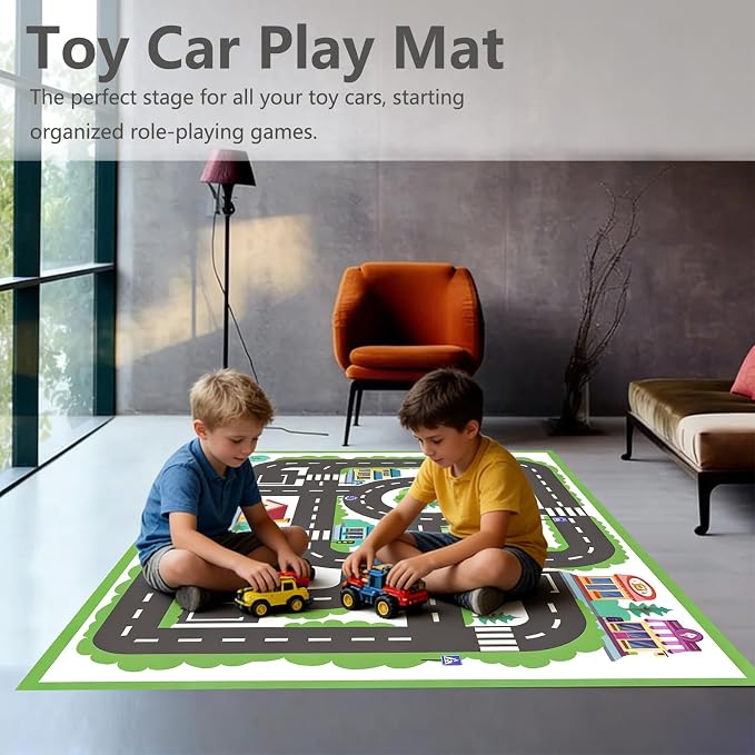 Kids Rug Play Mat Great for Playing with Cars and Toys,Educational Kid Road and Traffic City Life Carpet,Children Baby Fun Throw Rug for Bedroom Play Room,31X47Inch/80X120CM