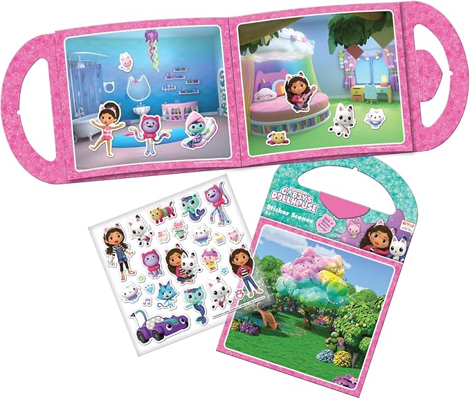 Paper Projects 01.70.29.016 Gabby's Dollhouse Activity Set | Includes 6 Scenes and Around 50 Stickers, 23.5cm x 15cm