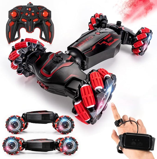 TADOZIC 4WD Remote Control Gesture Sensor Car,Hand Controlled RC Stunt Car,Double-Sided Vehicle 360° Rotation with Light and Music Spray, Watch Toy Cars for Boys & Girls Birthday