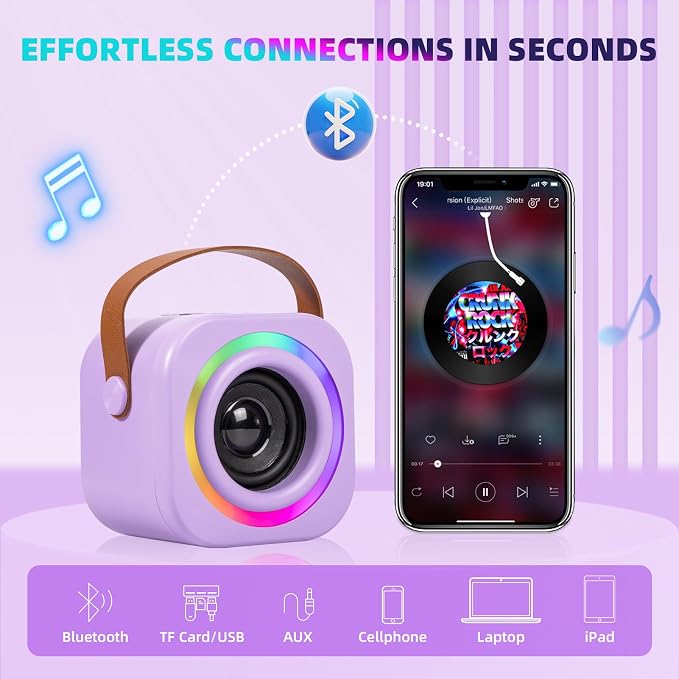 Mini Karaoke Machine for Kids with 2 Wireless Mics,TOP Singing Toys Birthday Gifts Ideas for Girls Ages 3,4,5,6,7,8,9,10,11,12+ Years Old,Great Gift Ages Girls,Boys Trend Party