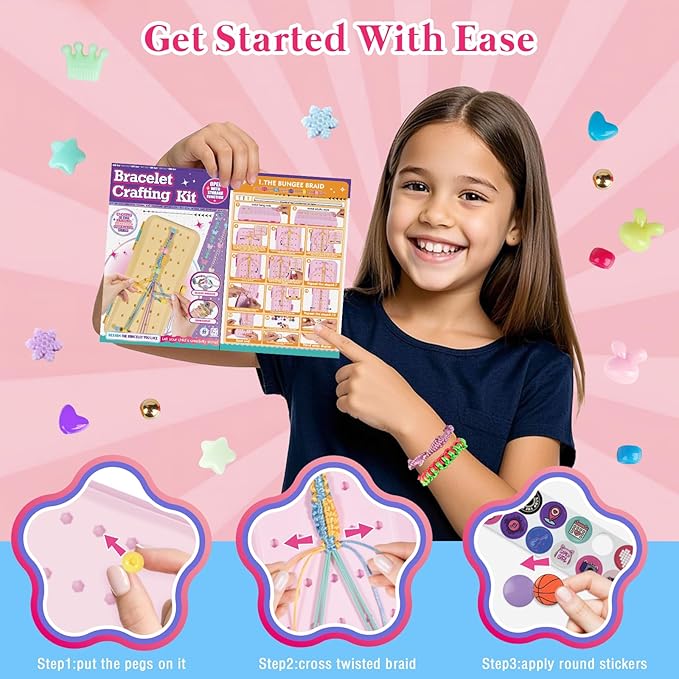 TingingYuli Friendship Bracelet Making Kit for Girls Ages 8-12, DIY String Bracelet Maker with 3-Layer Storage Box, Jewelry Making Kit Arts and Crafts Toy Gift for Kids Ages 6-12