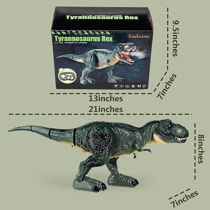 21inches Large Remote Control Dinosaur Toys Sound, Light, Roaring, Mist Spray, Realistic Walking T-Rex RC Tyrannosaurus Dinosaur Toys for Kids Boys Girls 3-10 Years Old