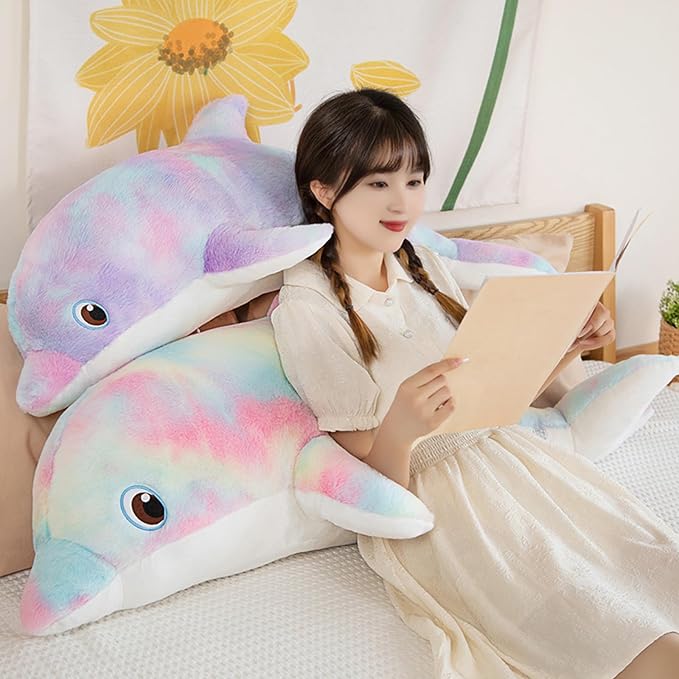 Dolphin Stuffed Animals Plush Pillows Soft Sea Animal Plush Dolls Stuffed Animal Plushies (Purple Orchid-39 Inches)