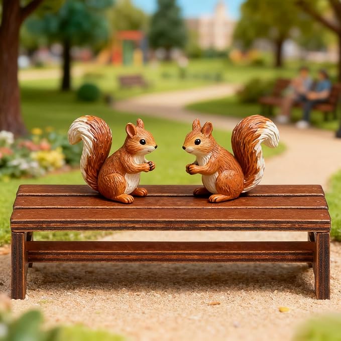 Uonlytech 2Pcs Wooden Mini House Bench Miniature Furniture for Dollhouse Decorative Miniature Bench Model for Bedroom and Dining Accessories