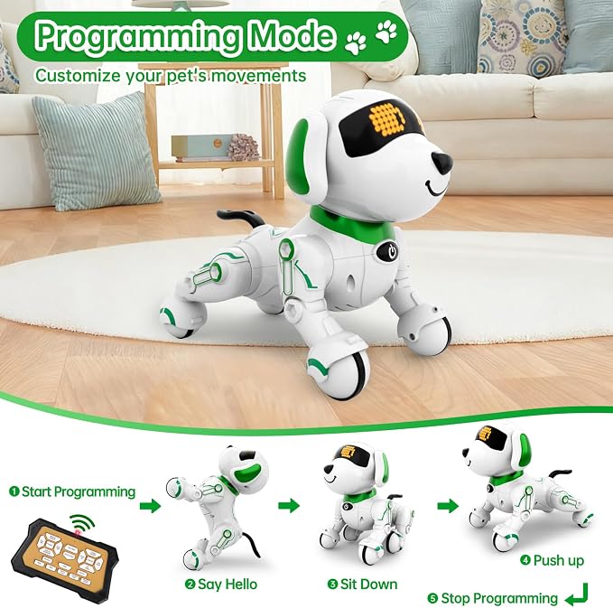 Dwi Dowellin Robot Dog for Kids 8-12,Remote Control Smart Robotic Dogs Pet Puppy Robotic Toy,Interactive Touch Walking Talking Toys for Boys Girls Christmas Birthday Gifts