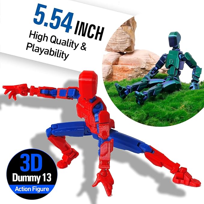 FoxVilla Assembly Completed T13 Action Figure, Titan 13 3D Printed Action Figure, Lucky 13 Assembled Dummy 13 Glow in The Dark