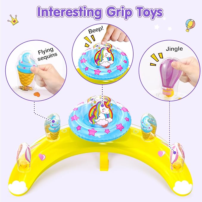 EZIGO Baby Pool Float with Canopy UPF50+ Sun Protection, Inflatable Kids Pool Floats with Ocean Animal Toys for Baby 6-36 Months, Infant Swimming Float with Adjustable Safety Seat for Boys Girls