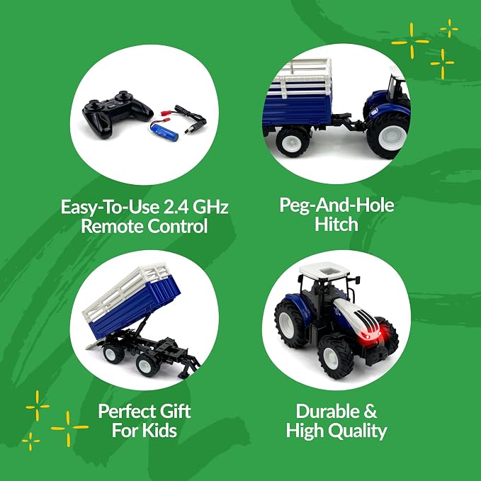 Big Country Toys R/C Tractor & Trailer Combo, 1:24 Scale (Blue)