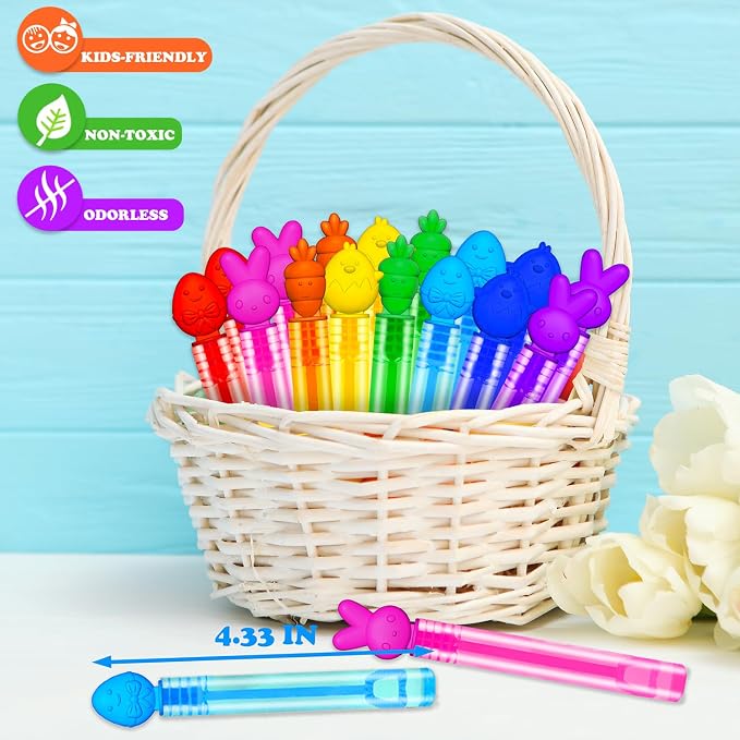 Easter Mini Bubbles Wands Toys Gifts for Toddlers,20 Pack Small Bubble Party Favors for Kids,Easter Goodie Gift Treat Bags Stuffers Basket Essentials,Non Candy Prize Stuff Pinata Fillers for Classroom