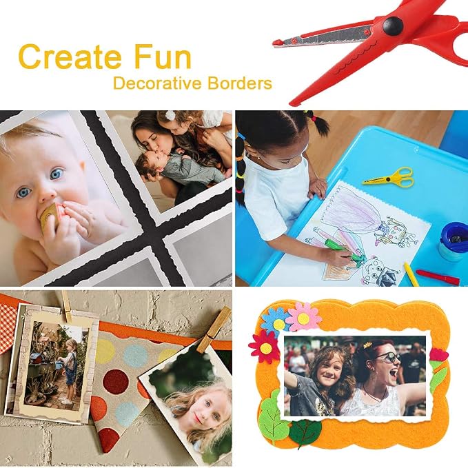 UCEC Decorative Edge Craft Scissors for Kids, Adults, Scrapbooking | 6 Colors Edge Designs, 6.2 Inch Length, 2.5 Inch Blades, Edger Scissors with Comfort Grip for School Projects, Card Making
